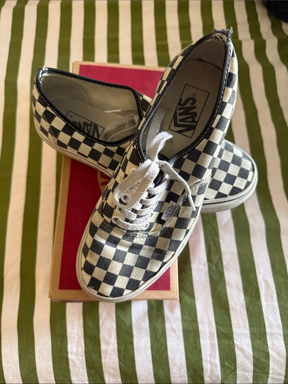 Vans Checkerboard Lace-Up Sneakers - Golden Coast Black & White